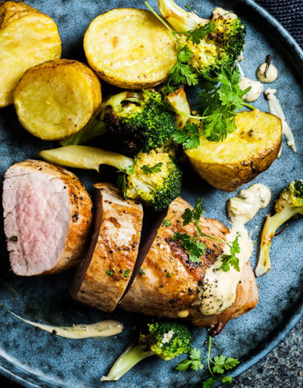 150 gr faux filet + 150 gr pomme de terre au four + brocolis