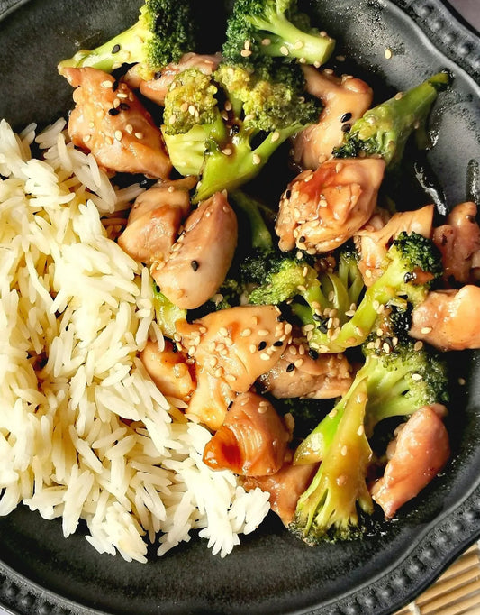 150 gr poulet + 150 gr riz + brocolis