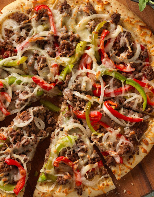 Healthy beef pizza