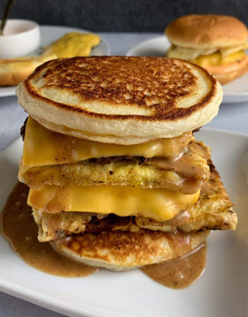 Pancake beef burger