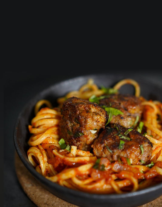 150 gr boulette viande hachée + 150 gr spaghetti